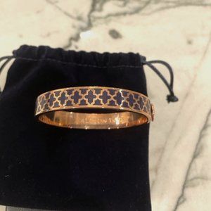 RARE Halcyon Days Enamels Hinged Bangle Bracelet 10MM Agama Purple & Rose Gold